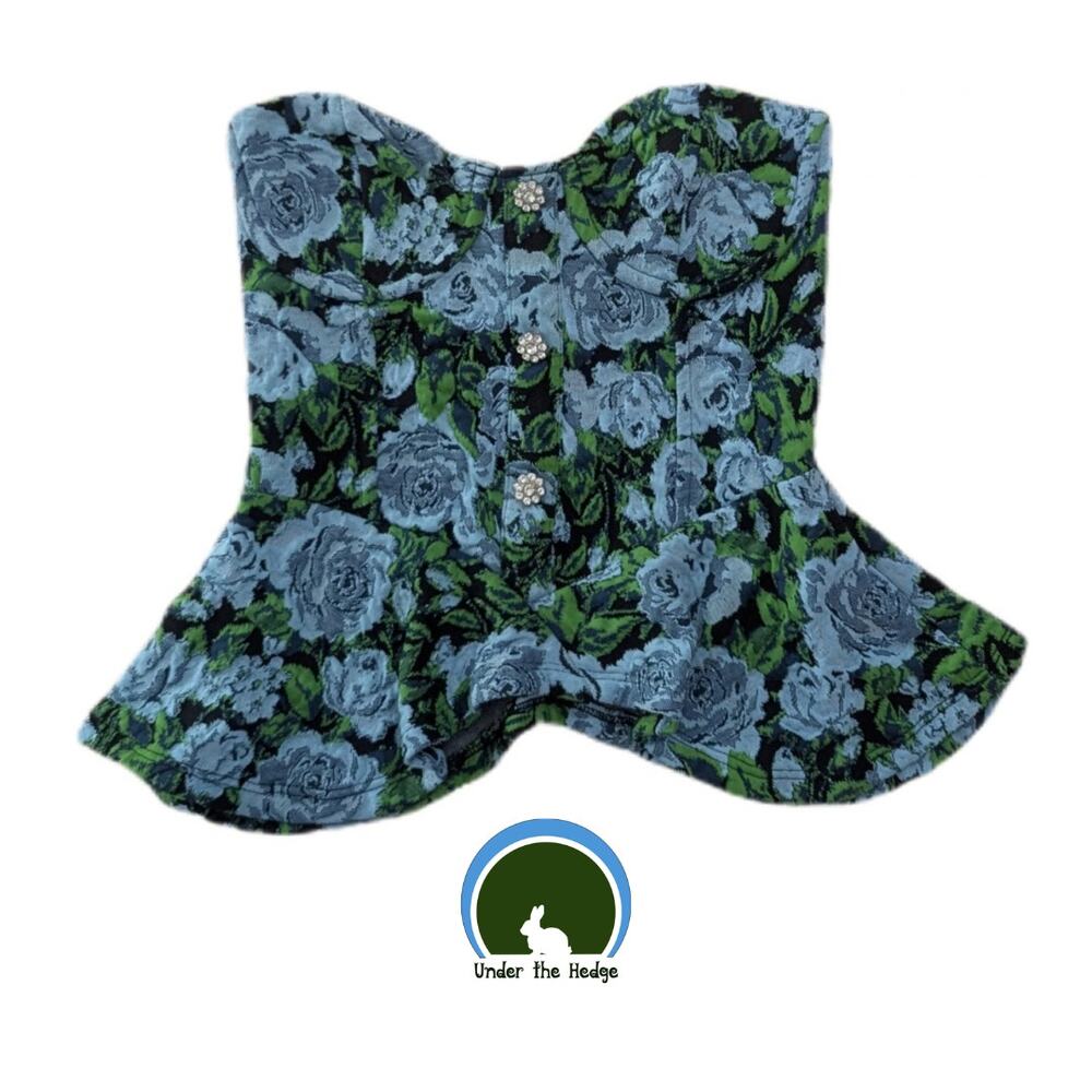 NWT Zara Blue Floral Jacquard Strapless Bustier Top Medium